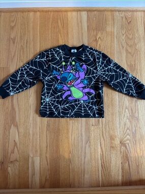 Disney Cruise Line Black Spiderweb Sweatshirt with Stitch Monster